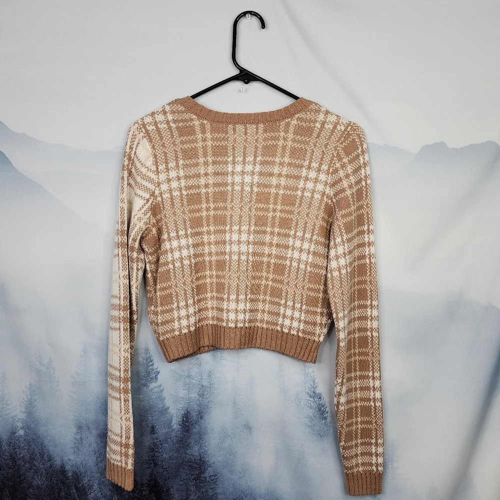 Hollister Cropped Plaid Cardigan Sweater Women's Medium - Picture 5 of 16